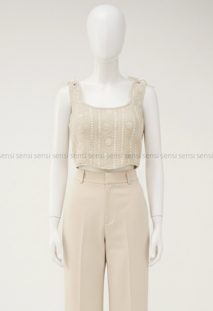 دکلته آستر دار گلدوزی دارکد1005342